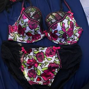 Cacique Floral Print Matching Bra and Panty